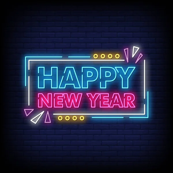 Ευτυχισμένο Νέο Έτος Για Την Αφίσα Στυλ Νέον Χαρούμενες Νέες — Διανυσματικό Αρχείο