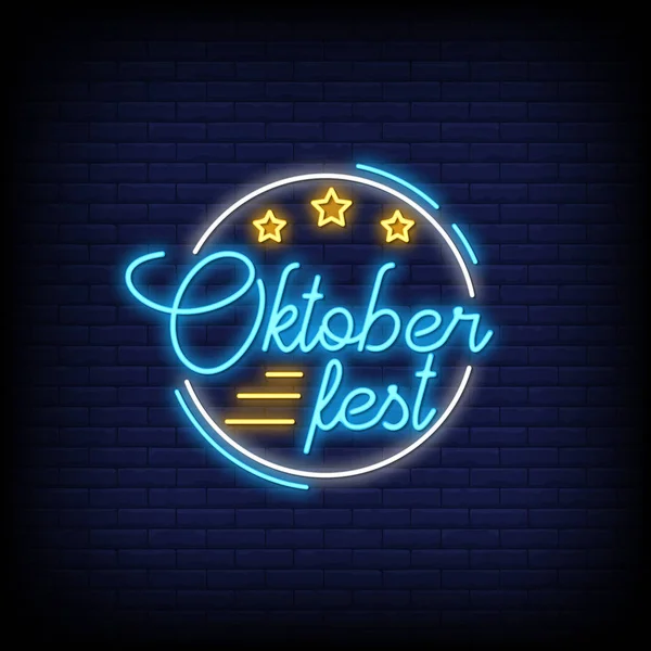 Oktober Fest Poster Stile Neon Oktober Fest Neon Signs Biglietto — Vettoriale Stock
