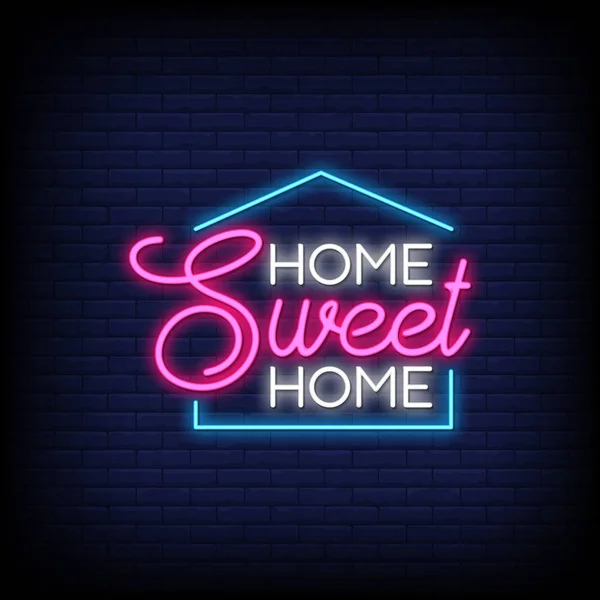 Accueil Sweet Home Pour Poster Style Néon Accueil Doux Néon — Image vectorielle