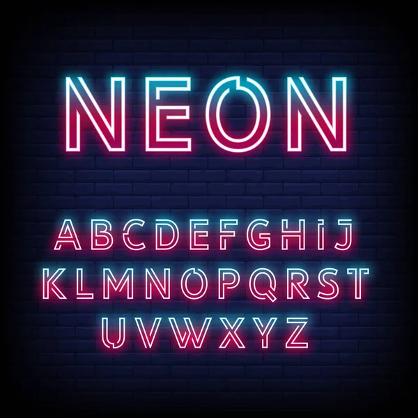 Schrift Neonlicht Alphabet Leuchtfeuer Neon — Stockvektor