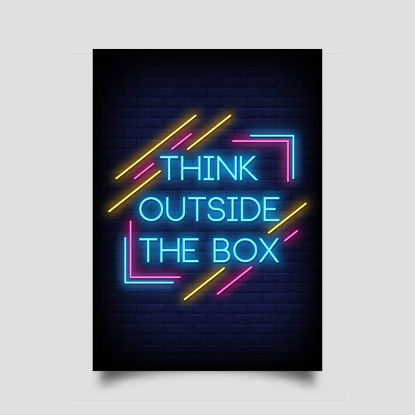 Denken Sie Über Den Tellerrand Hinaus Wenn Poster Neon Stil — Stockvektor