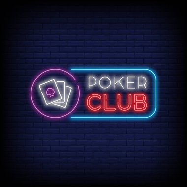 Online casino Bir Tuğla Duvar Arka Plan ile neon işaretidir. Neon tarzı parlak afiş billboard gece parlak neon poker kumar casino Play para online Logo sembolü. Vektör 