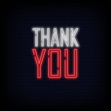 Teşekkür ederim neon metin işareti vektör. Işık Banner posteri. Vektör 