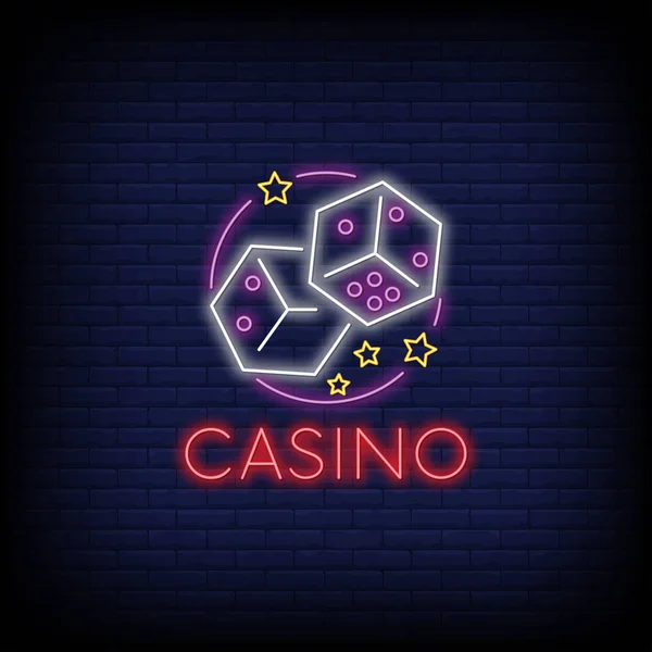 Online Kasino Neonové Znamení Cihlovým Pozadím Symbol Loga Neonové Stylu — Stockový vektor