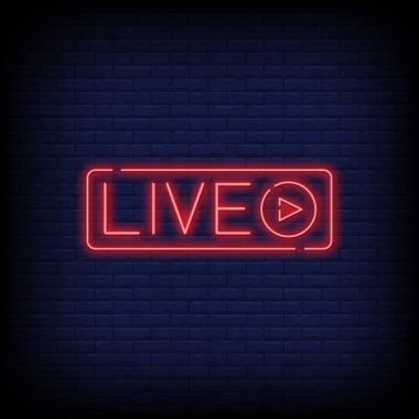 live video neon text sign vector. Light Banner poster, vector, illustration clipart