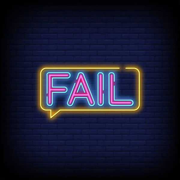 Fail Neon Text Sign Vector Light Banner Poster Vector Illustration — Stock Vector