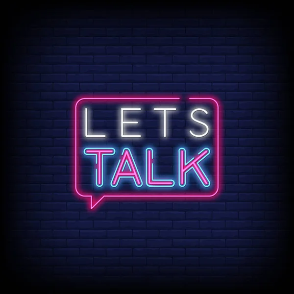 Lets Talk Neon Text Sign Vector Light Banner Poster Vector — ストックベクタ