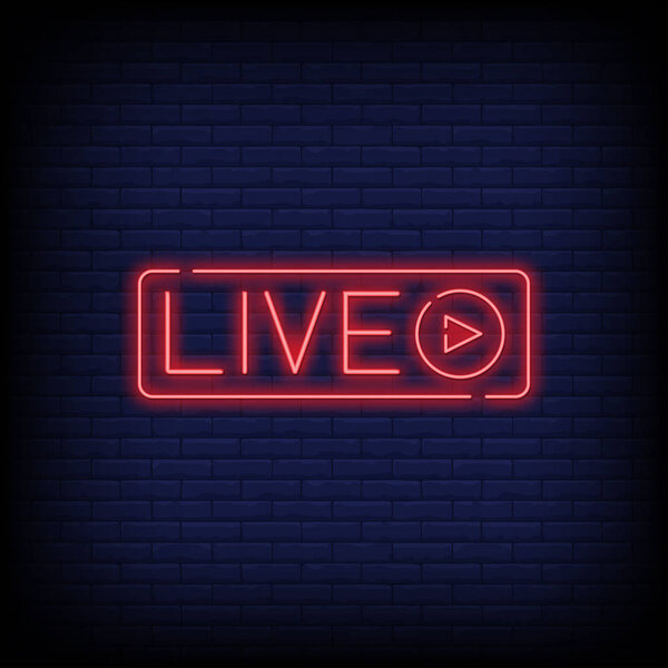 live video neon text sign vector. Light Banner poster, vector, illustration