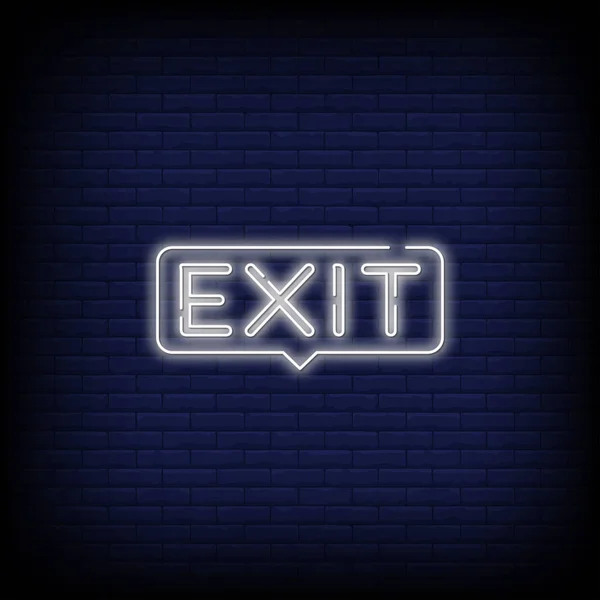 Exit Neon Text Vector Brick Wall Background Design Template Modern — ストックベクタ
