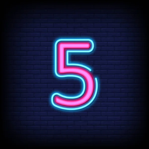 Number Neon Vector Brick Wall Background Design Template Modern Trend — ストックベクタ