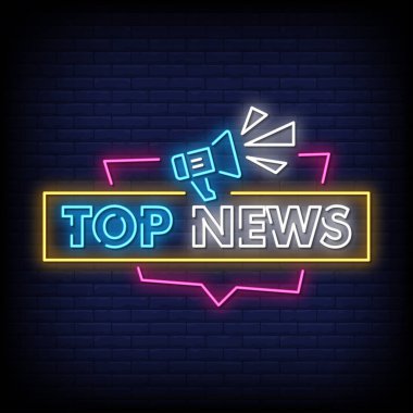 Üst Haber Neon İşaretleri Biçimi Metin Vektörü 
