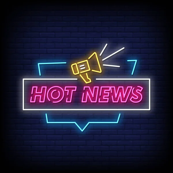 Hot News Vecteur Texte Style Néon — Image vectorielle