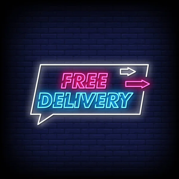 Gratis Leverans Neon Tecken Style Text Vektor — Stock vektor