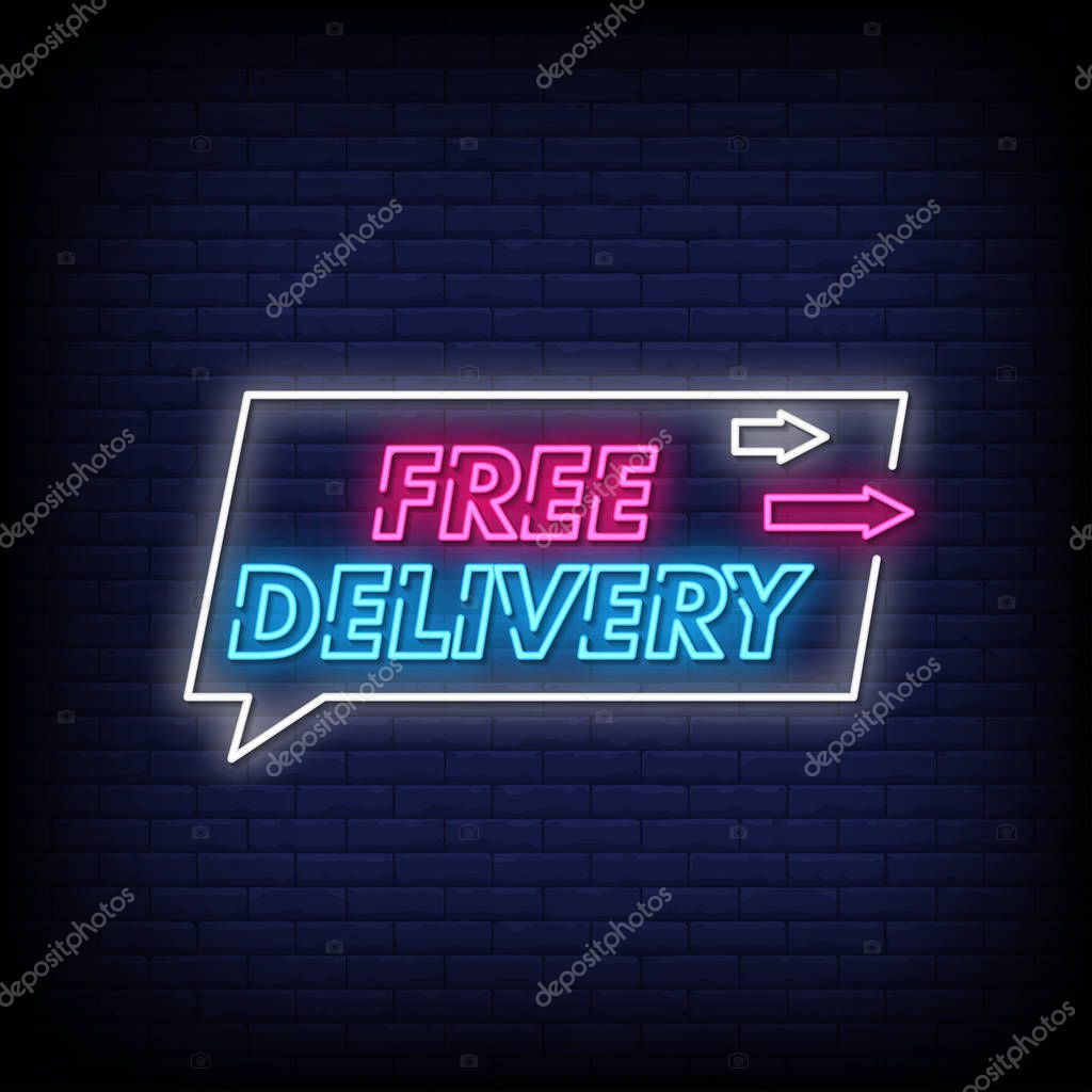 Free Delivery Neon Signs Style Text Vector