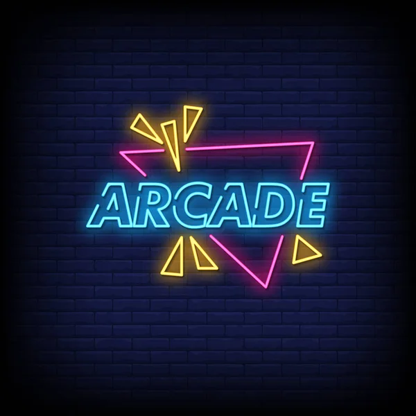 Arcade Néon Texte Signe Vecteur Affiche Light Banner Vecteur Illustration — Image vectorielle