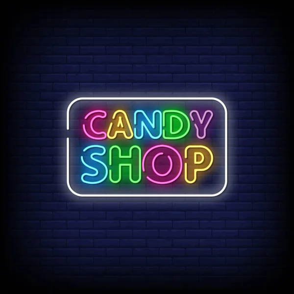 Candy Shop Neon Text Sign Vector Light Banner Poster Vector — Stock Vector