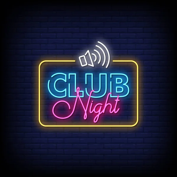 Night Club Neon Text Sign Vector Light Banner Poster Vector — 图库矢量图片
