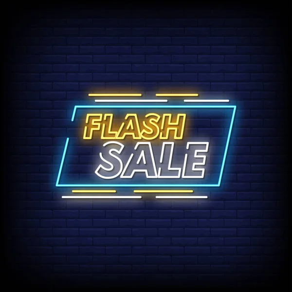 Flash Sale Neon Text Vector Плакат Вектор Иллюстрация — стоковый вектор