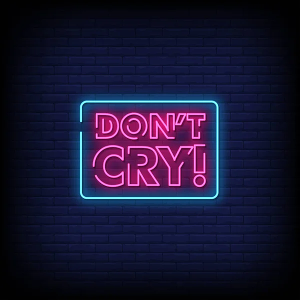 Cry Neon Sign Brick Wall Background — Stock Vector