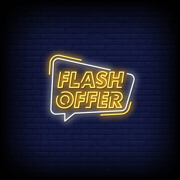 Flash Oferta Lettering Sinal Néon — Vetor de Stock