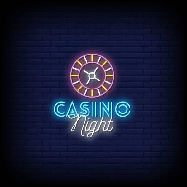 Nuit Casino Lettrage Néon Signe — Image vectorielle