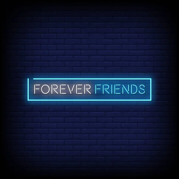 Forever Friends Lettering Neon Sign — Stock Vector