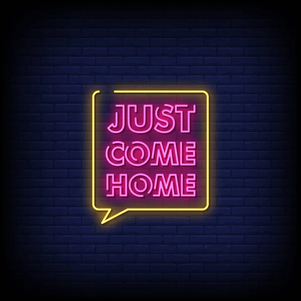 Just Come Here Lettering Neon Sign — Stock Vector