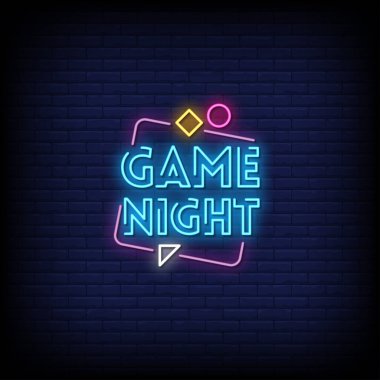 oyun gecesi neon müziği mavi tuğla duvar arka planında