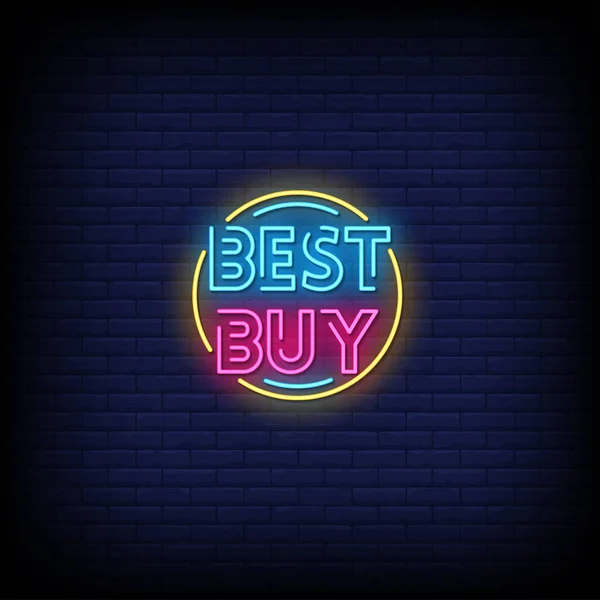 Besten Kaufen Neon Singen Auf Blauem Backstein Wand Hintergrund — Stockvektor