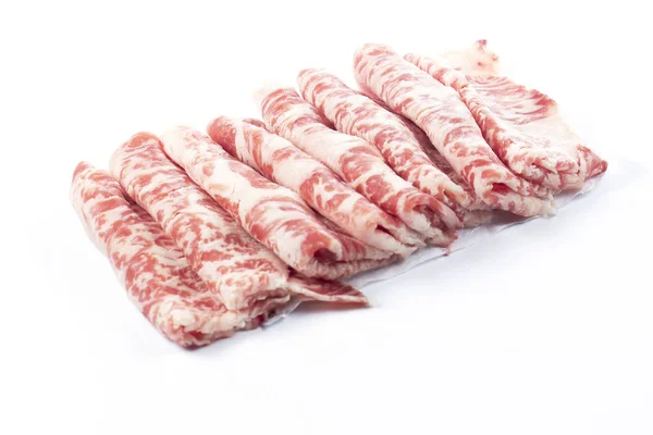 Cerrado Rebanada Carne Vacuno Wagyu Sobre Fondo Blanco — Foto de Stock