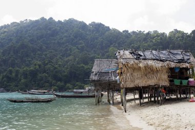 Moken wooden village at surin island, Thailand clipart