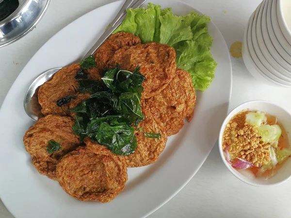 Gâteaux Poisson Frit Nourriture Thaïlandaise — Photo