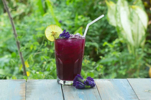 Cool Butterfly Pea Juice Thai Herb Cold Drink — Stock Photo, Image