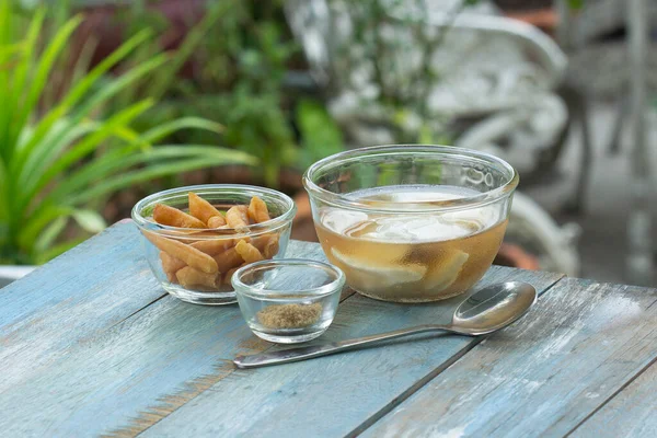 Bean Junket Soft Bean Curd Sweet Warm Ginger Syrup Topped — Stock Photo, Image