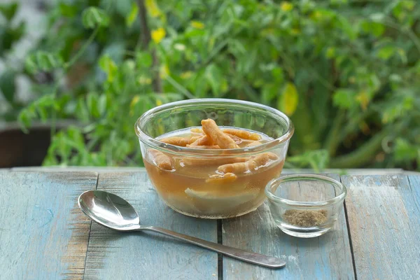 Junket Haricots Caillé Haricots Doux Avec Sirop Gingembre Chaud Sucré — Photo