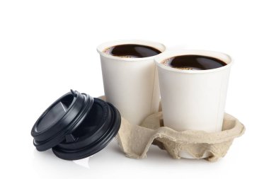 kahve gitmek, iki bardak sıcak sabah içecekleri 