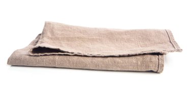 bej kahverengi bulaşık bezi malzeme, peçete serviette beyaz izole 