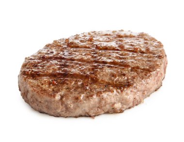 beyaz arka plan üzerinde izole ızgara hamburger köftesi