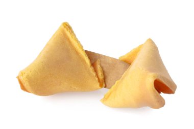 tahmin kağıdı ile kırık servet çerez, beyaz izole 