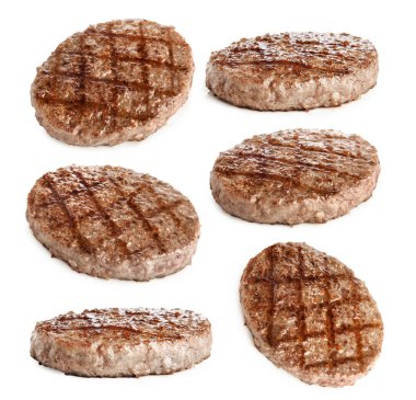 beyaz arka planda izole ızgara hamburger eti