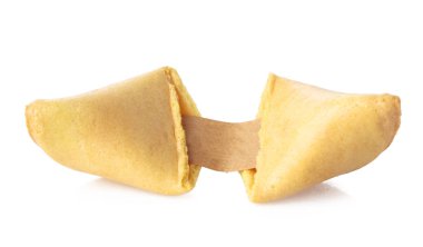 tahmin kağıdı ile kırık servet çerez, beyaz izole 