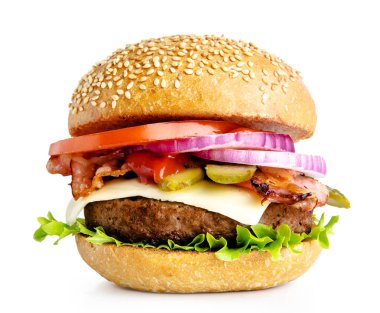 beyaz arka plan üzerinde izole taze burger