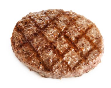 beyaz arka plan üzerinde izole ızgara hamburger köftesi