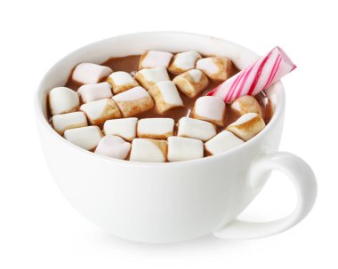 Marshmallow ile sıcak kakao bir fincan