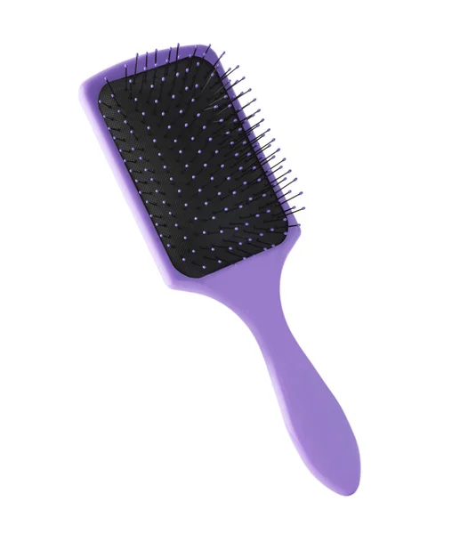 白い背景に隔離された紫色のヘアブラシ — ストック写真