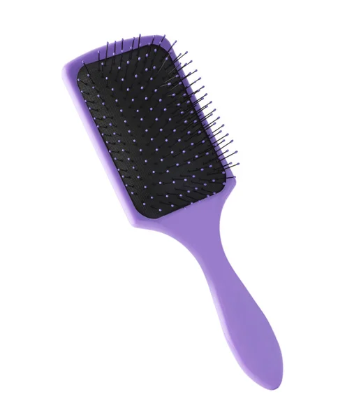 Brosse Cheveux Violet Isolé Sur Fond Blanc — Photo