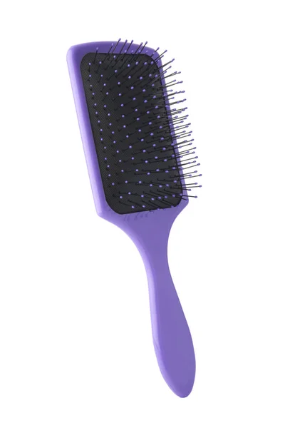 Brosse Cheveux Violette Isolé Sur Fond Blanc — Photo