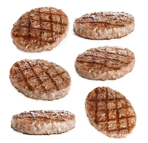 白い背景に隔離されたグリルハンバーガー肉 — ストック写真
