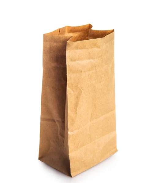 Brown Craft Paper Bag Isolerad Vit — Stockfoto