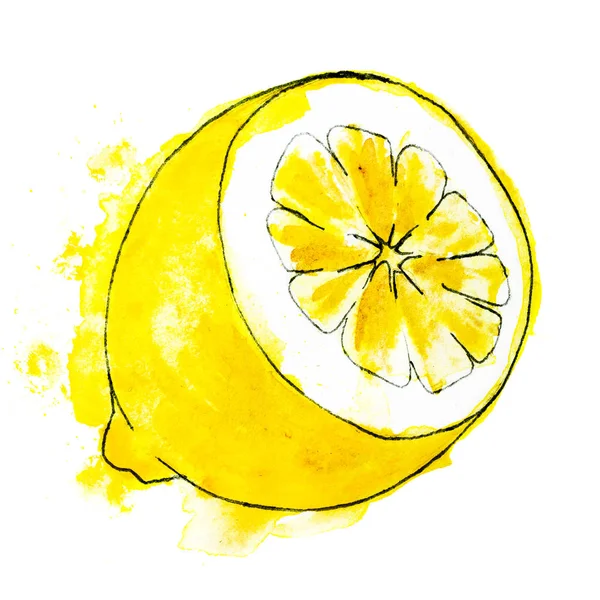 Мультяшний Жовтий Лимон Ізольований Білому Тлі — стокове фото